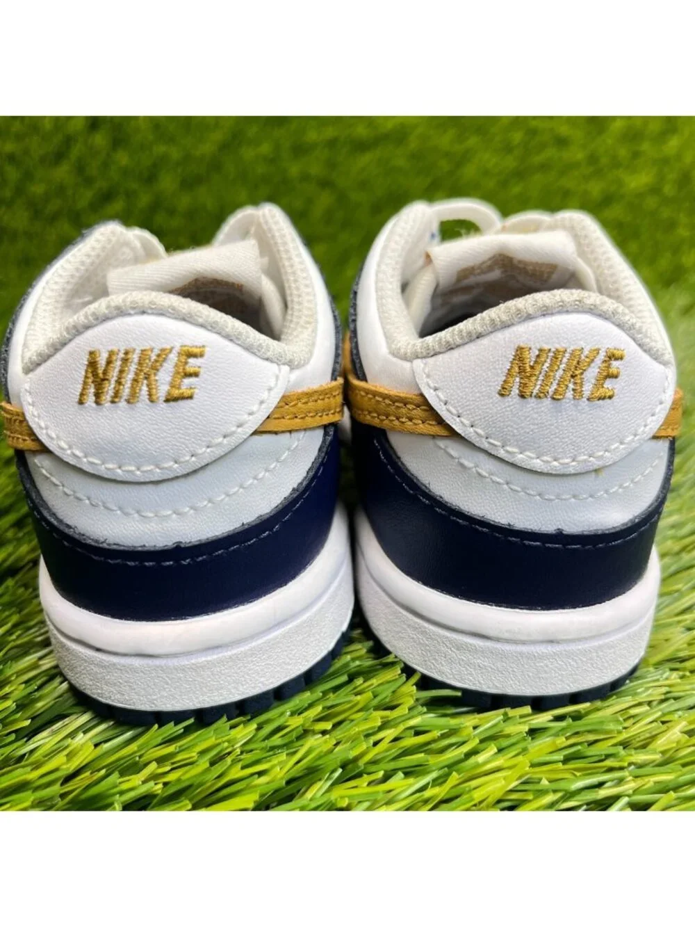 Nike Dunk Low Toddler Size 7C White Blue Athletic Walking Leather Shoes Sneakers